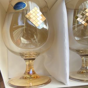 Gift Set 2 Fancy Glasses Goblet Whiskey Brandy Cognac in a Box Italy